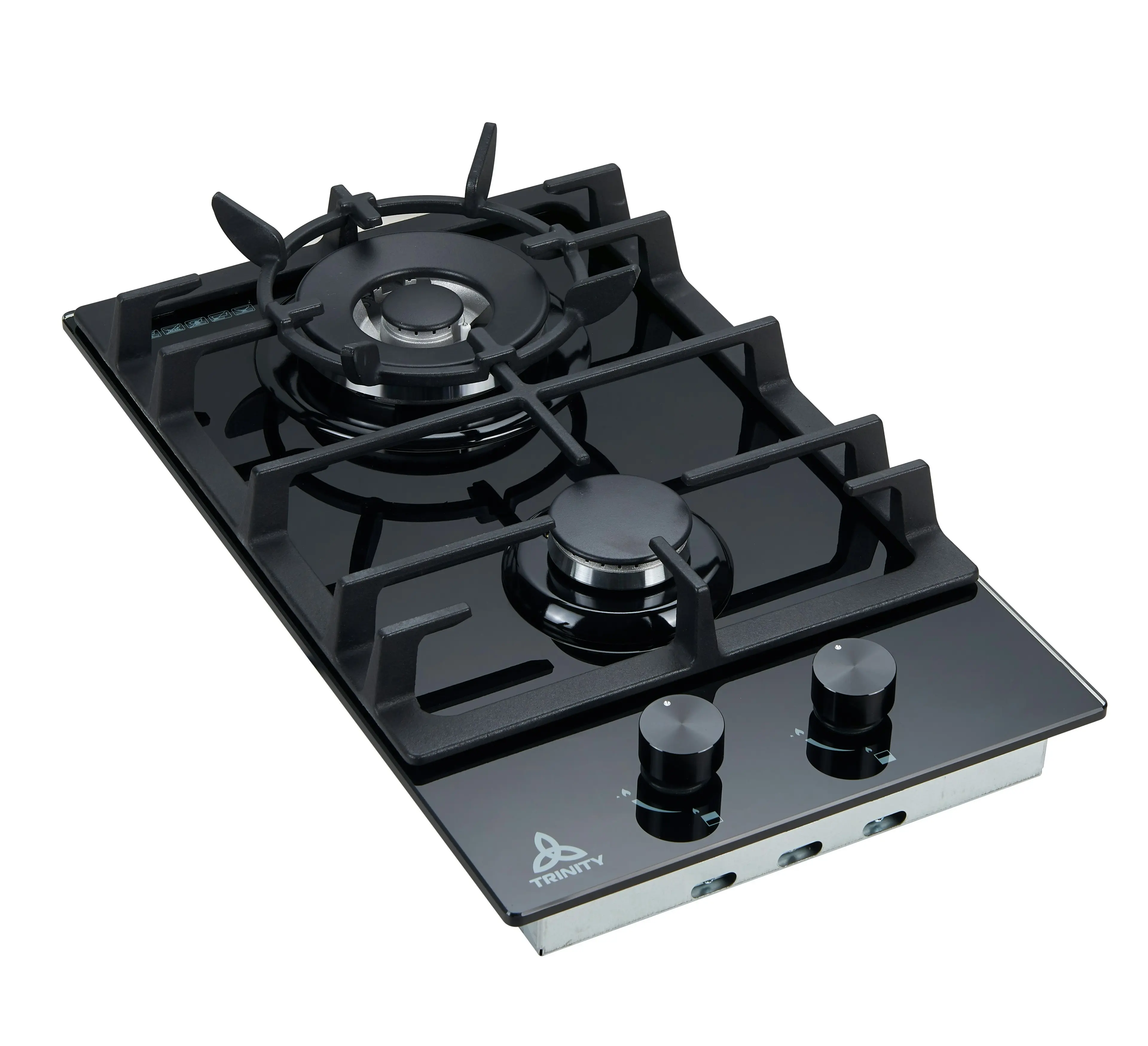 Trinity 30cm Gas WOK Cooktop 2 Burners Black Glass