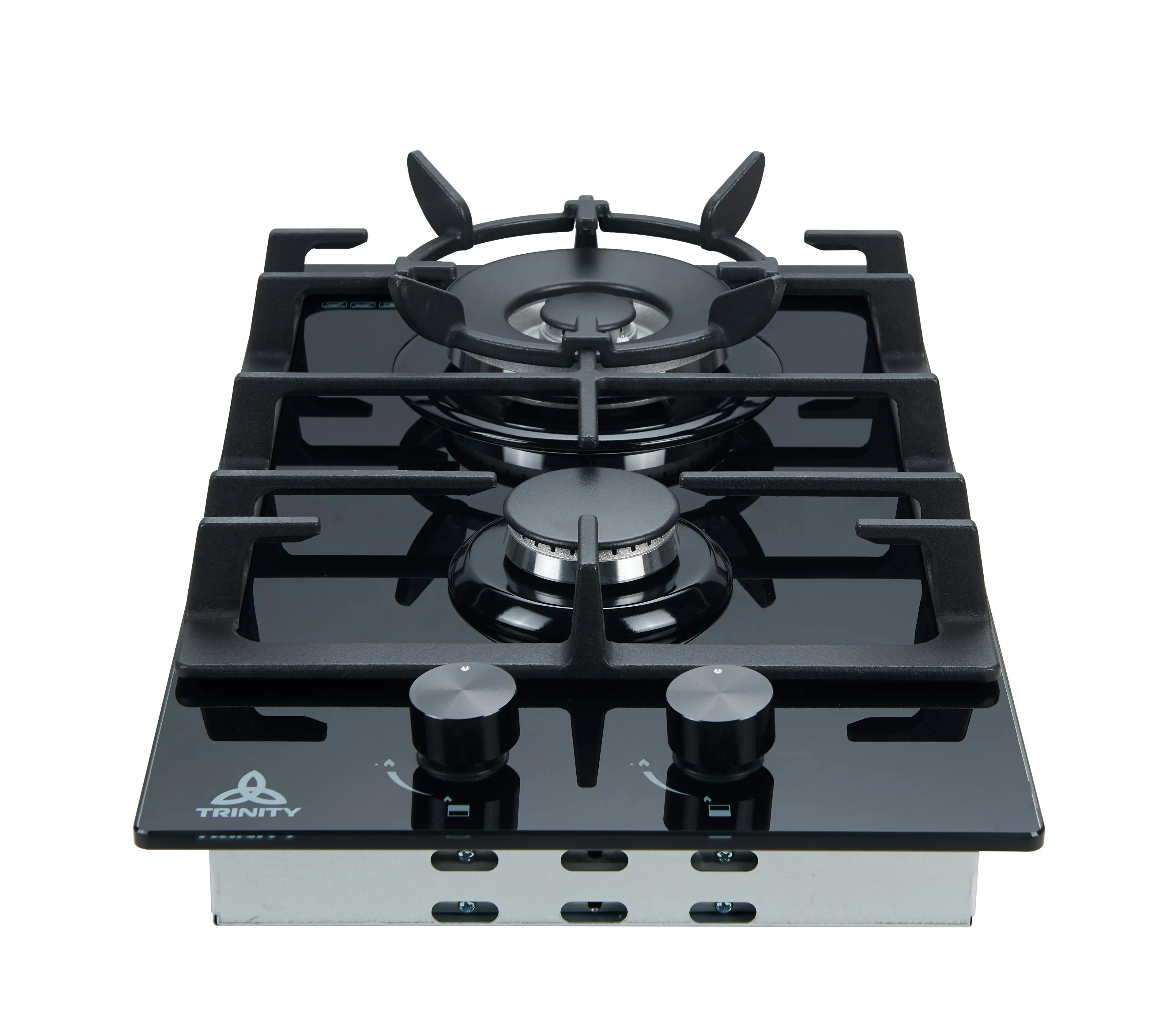 Trinity 30cm Gas WOK Cooktop 2 Burners Black Glass