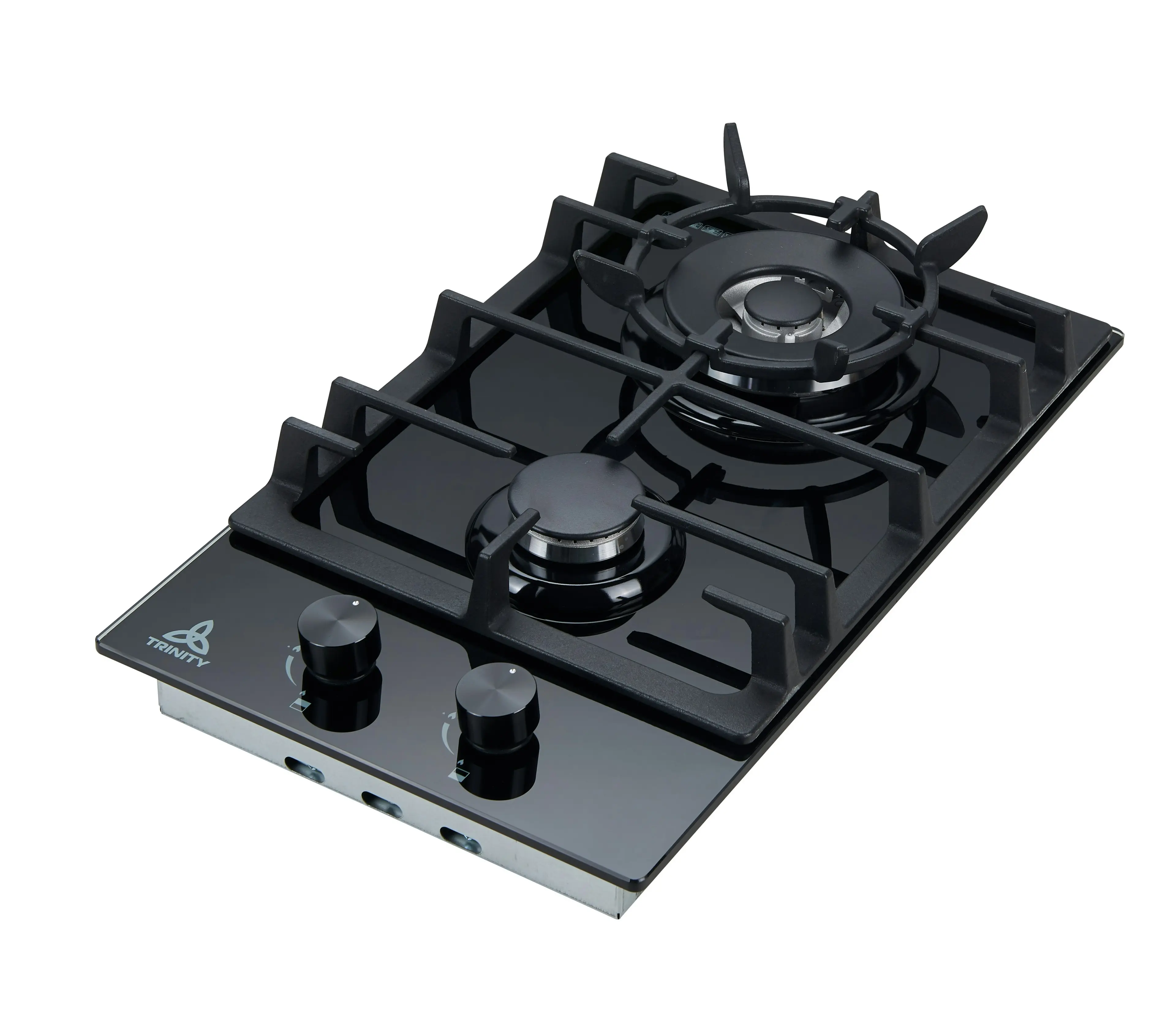 Trinity 30cm Gas WOK Cooktop 2 Burners Black Glass