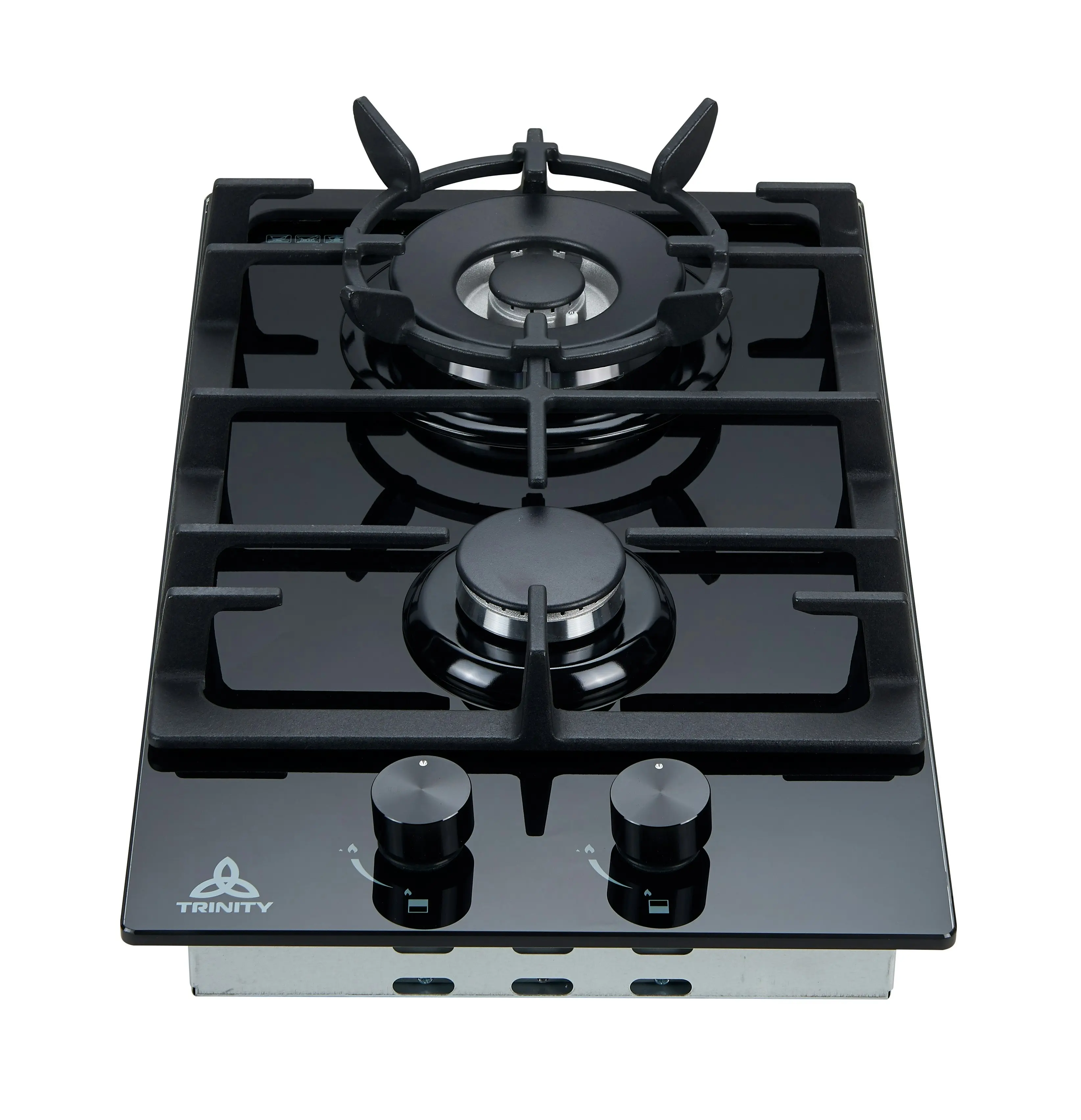 Trinity 30cm Gas WOK Cooktop 2 Burners Black Glass