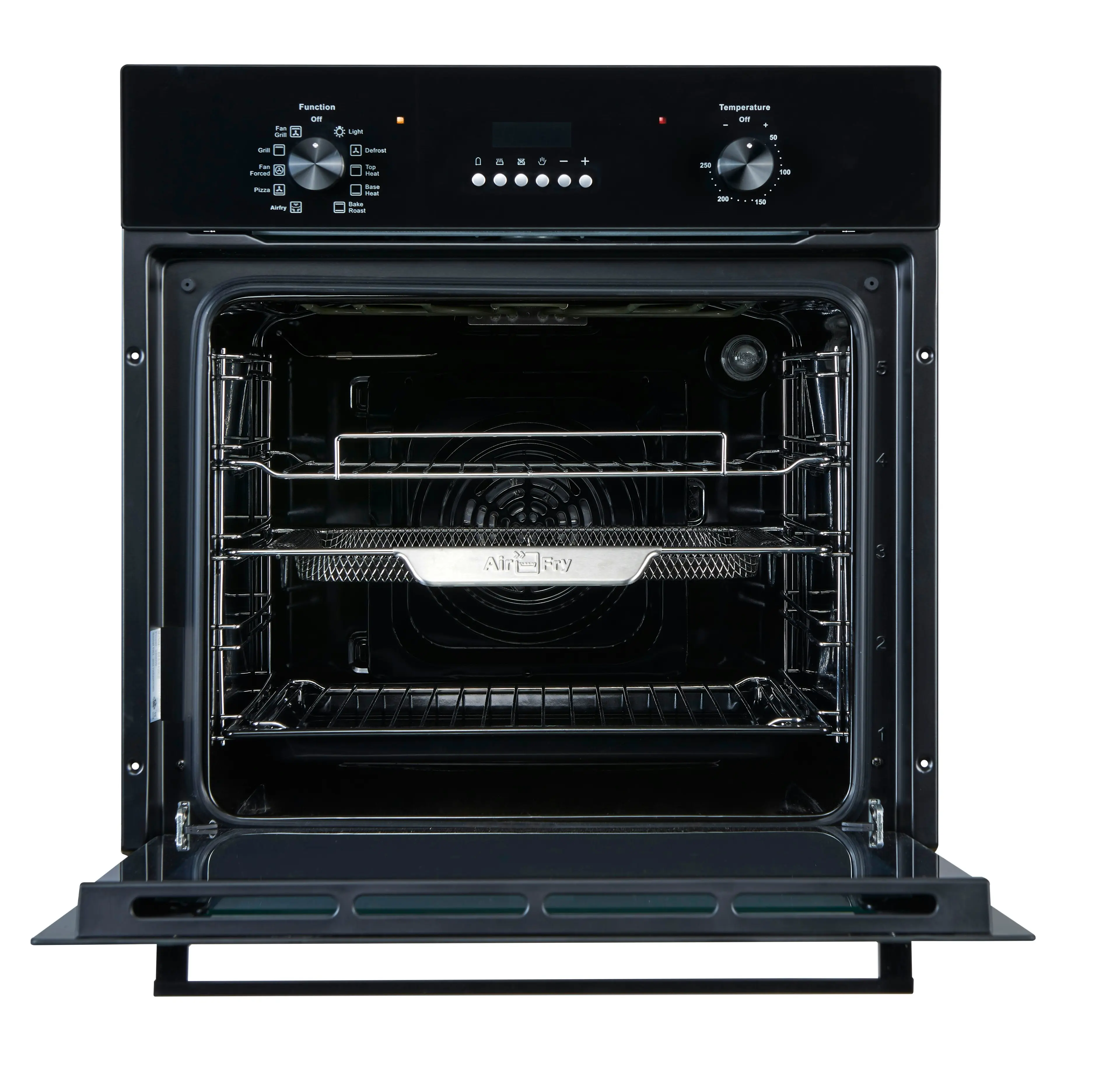 Brohn 60cm Built-in Electric Oven Black Glass 10 Functions with inBuilt AirFry mode