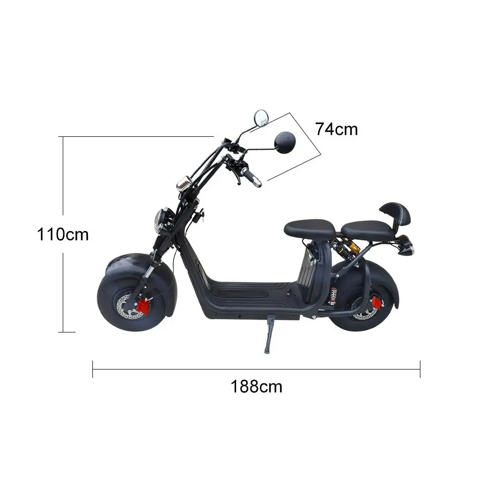 GLIDER C07AP 2000W 60V 20AH Electric Scooter Big Wheel Motorcycle Scooter Adult Riding - Black