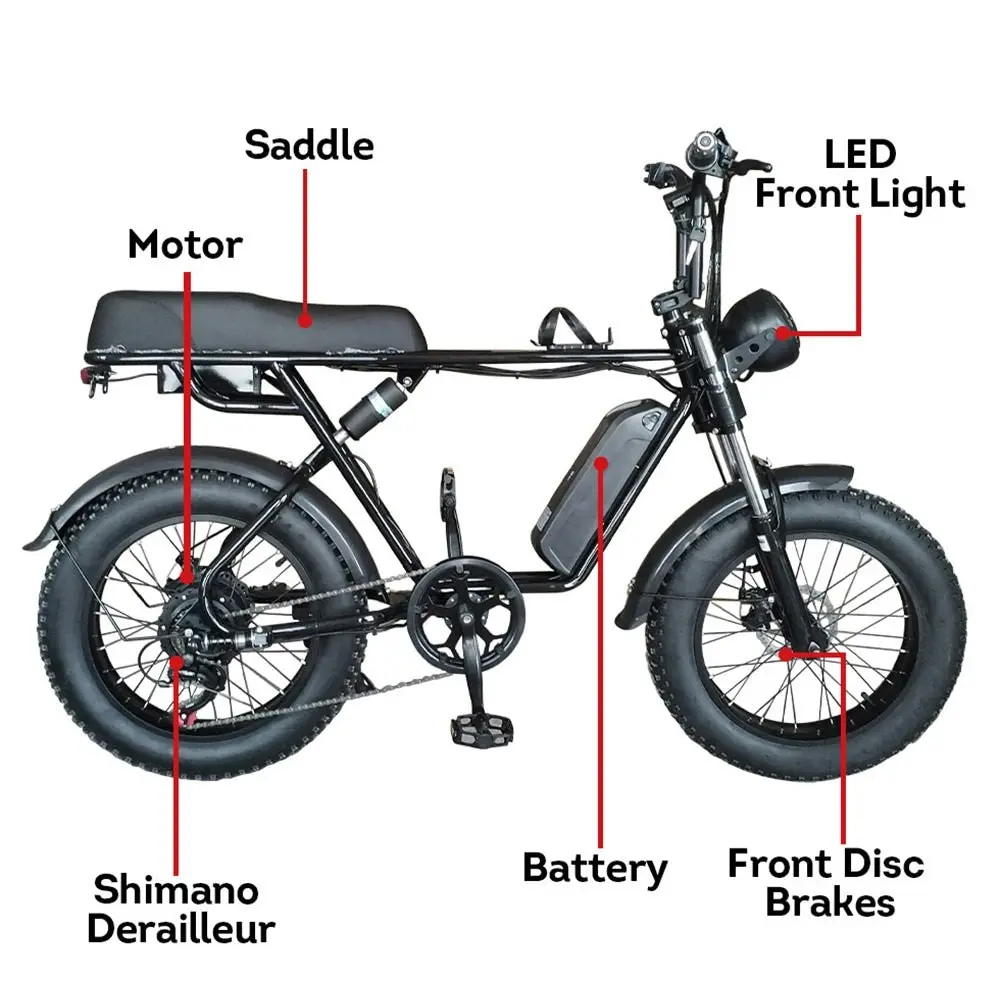 VOLTUS 50W 48V R1ZCC 20-Inch Electric Snow Bicycle EBike with Battery ¡§C Black