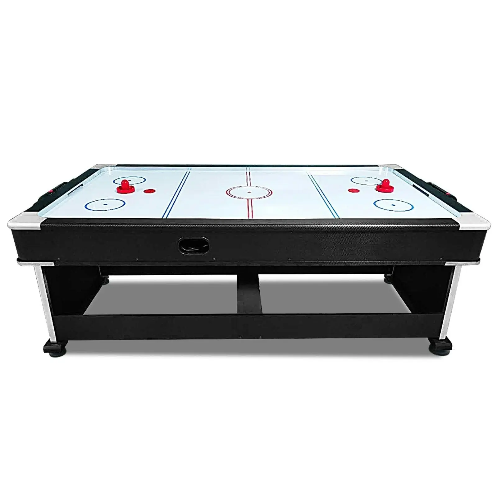 VERSA 7Ft 4-In-1 Convertible Air Hockey / Pool Billiards /Dining Table /Table Tennis Table Blue/Black Felt For Billiard Gaming Room Free Accessory