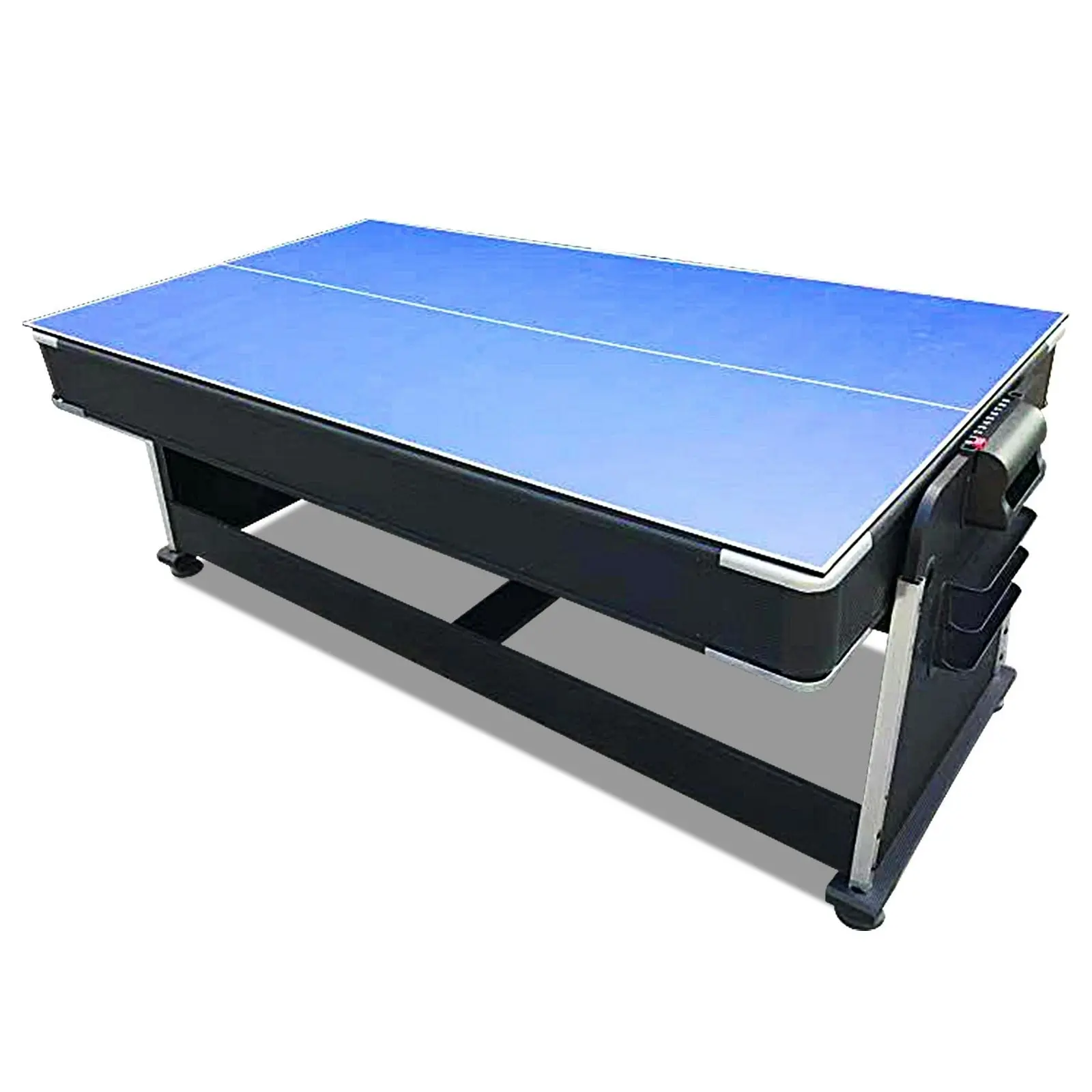 VERSA 7Ft 4-In-1 Convertible Air Hockey / Pool Billiards /Dining Table /Table Tennis Table Blue/Black Felt For Billiard Gaming Room Free Accessory