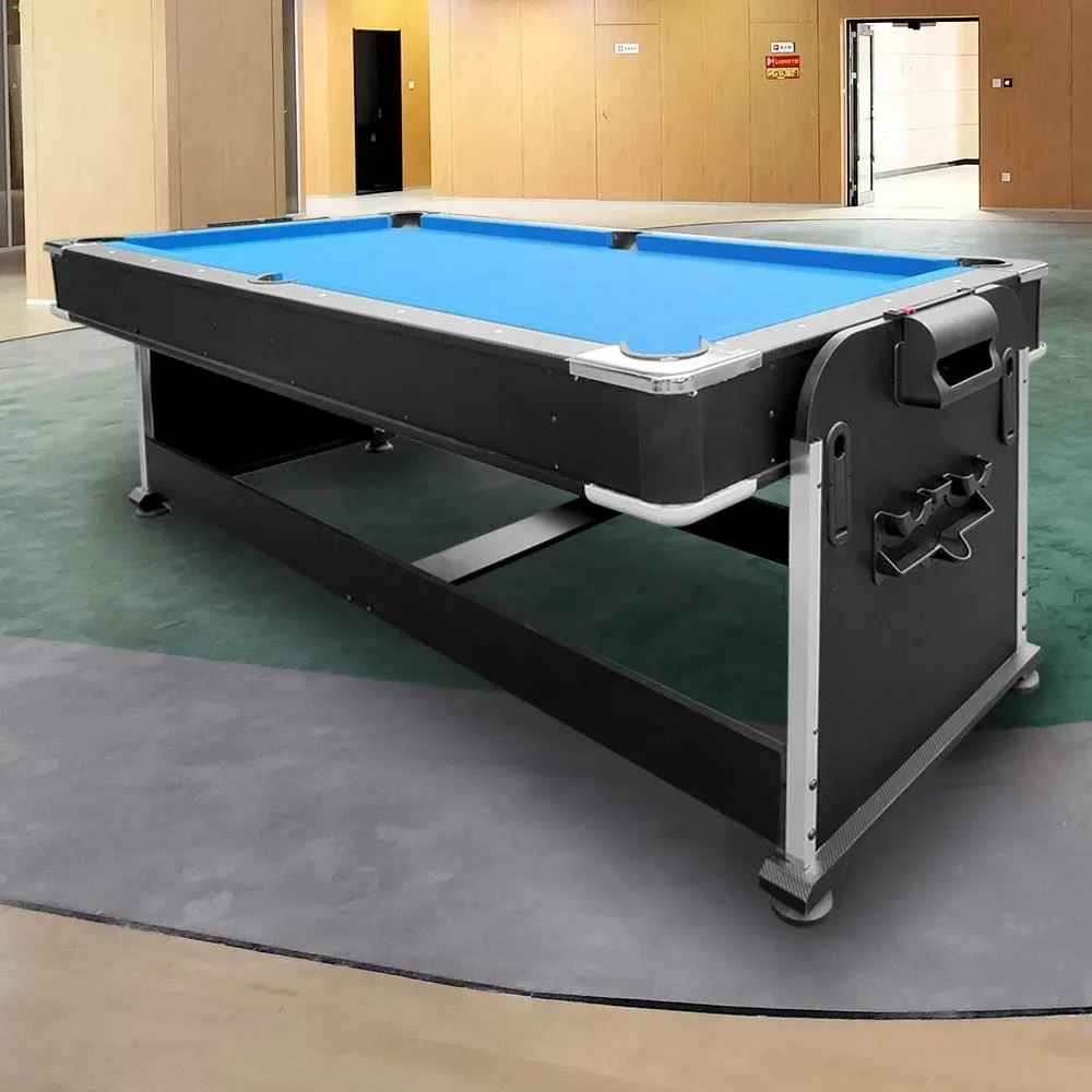 VERSA 4-IN-1 7Ft Convertible Table ¡°C Air Hockey, Pool Billiards, Dining, and Table Tennis for Billiard Game Rooms with Free Accessories ¡°C Blue Felt