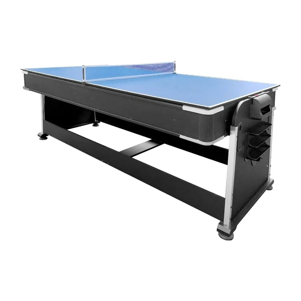 VERSA 4-IN-1 7Ft Convertible Table ¡°C Air Hockey, Pool Billiards, Dining, and Table Tennis for Billiard Game Rooms with Free Accessories ¡°C Blue Felt