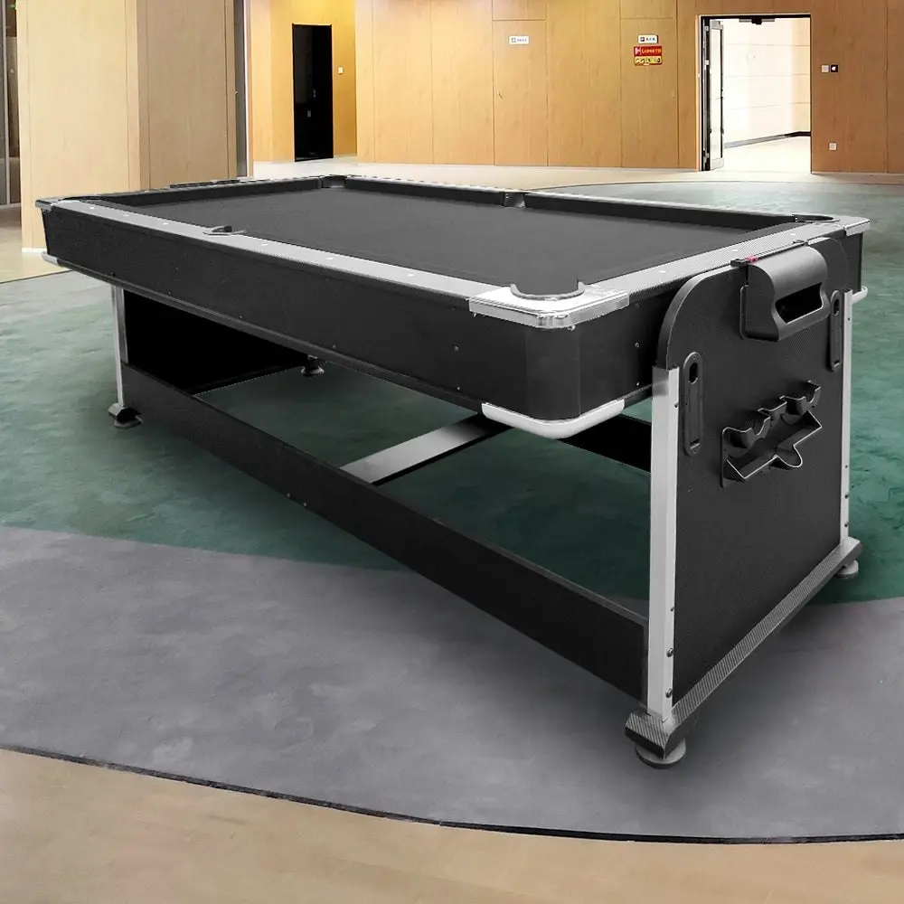 VERSA 4-IN-1 7Ft Convertible Table ¡°C Air Hockey, Pool Billiards, Dining, and Table Tennis for Billiard Game Rooms with Free Accessories ¡°C Black Felt