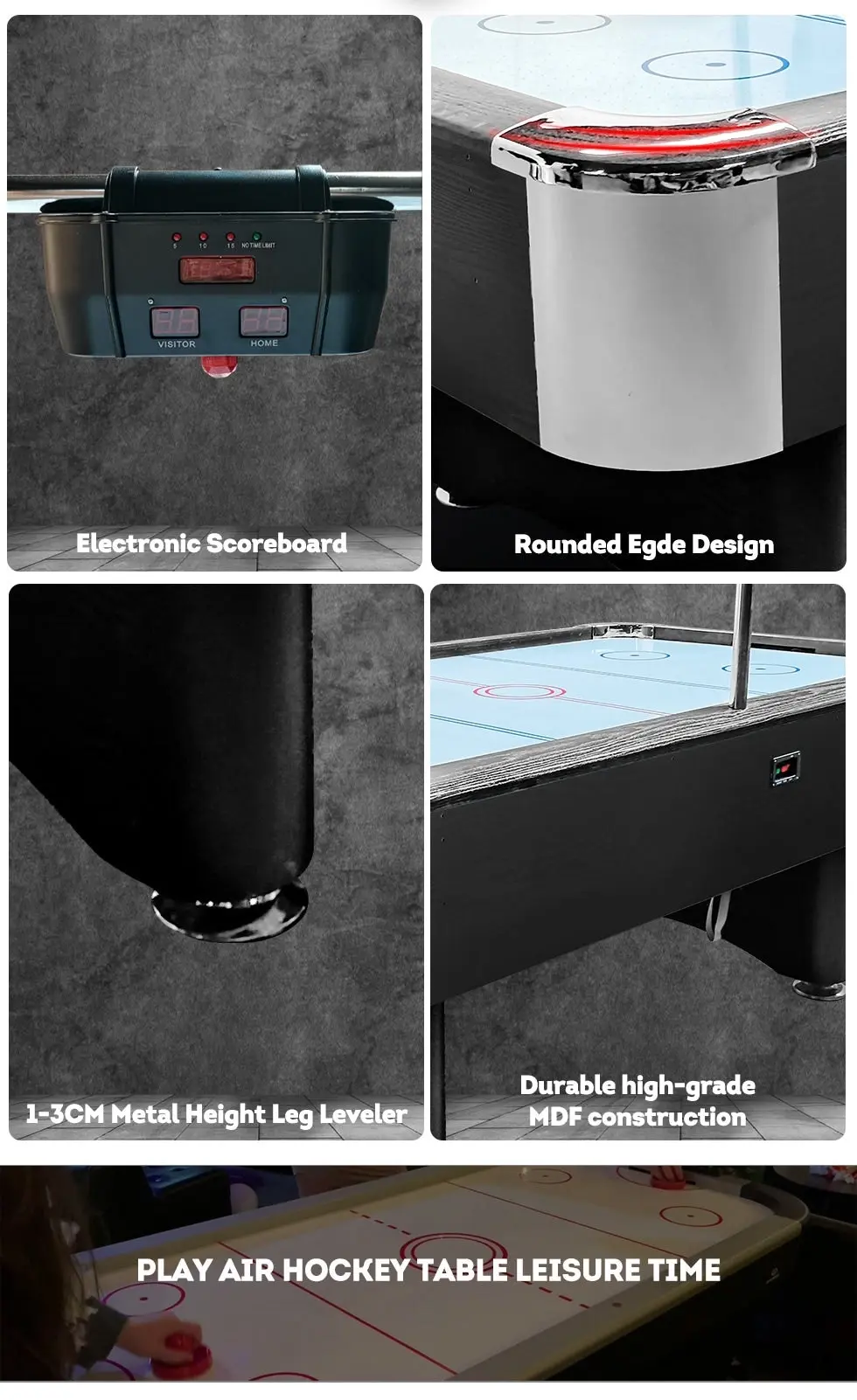 AIRMAX AH19 7FT Air Hockey Table With Bridge Electronic Scoreboard