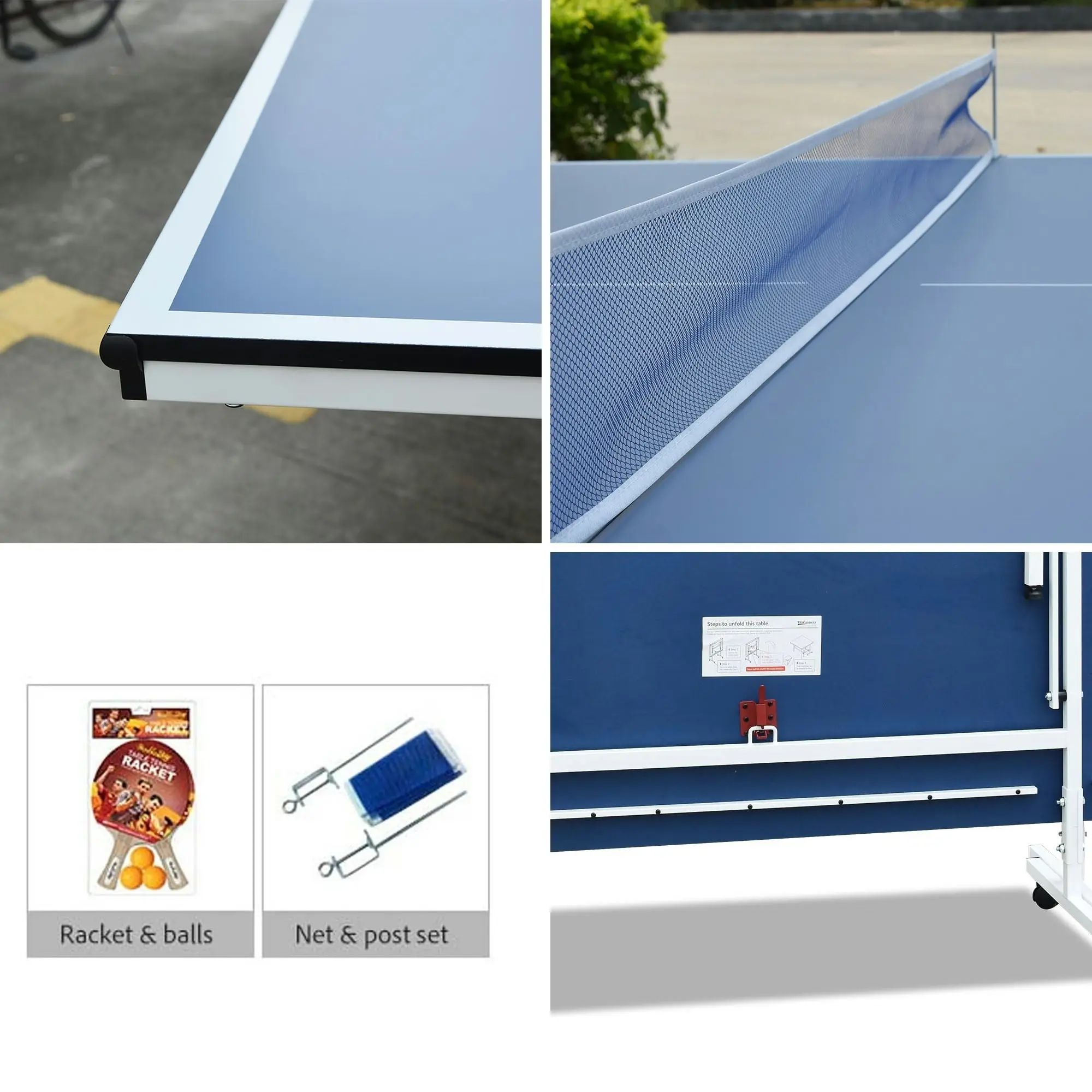 SPINIX Optimal 16 Indoor Table Tennis Ping Pong Table With Accessories Package - Blue Top