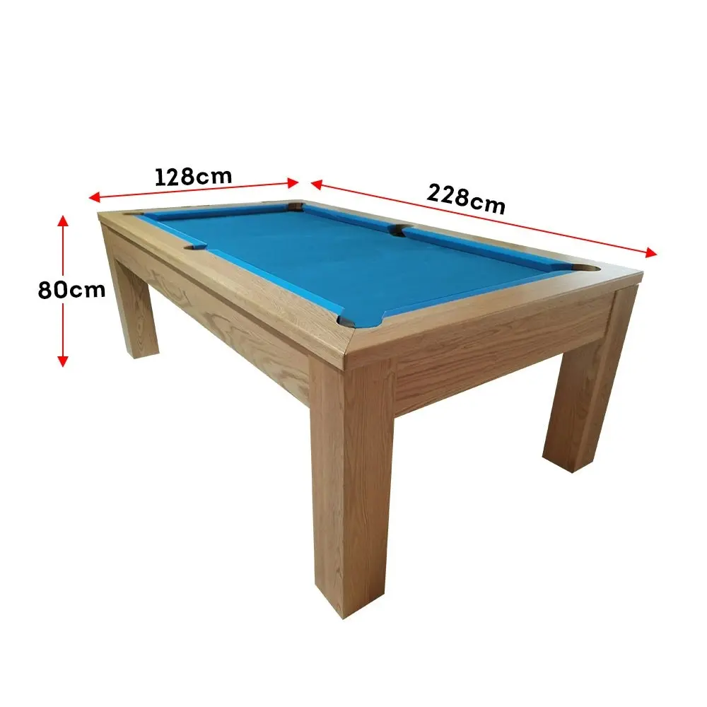 QUESLA P4 7FT Slate Pool Snooker Table Billiards Table Straight Leg - Oak&Blue