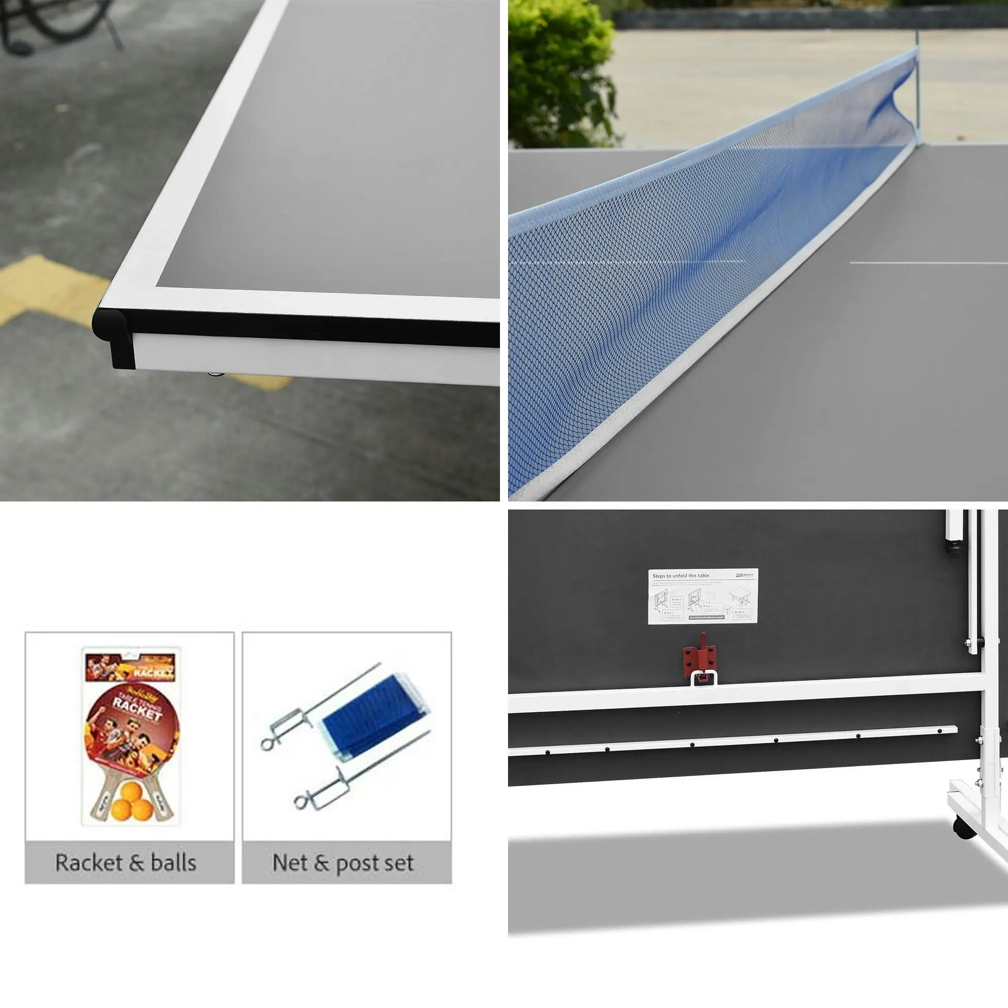 SPINIX Rollaway 13 Indoor Table Tennis Ping Pong Table With Free Accessories - Black Top