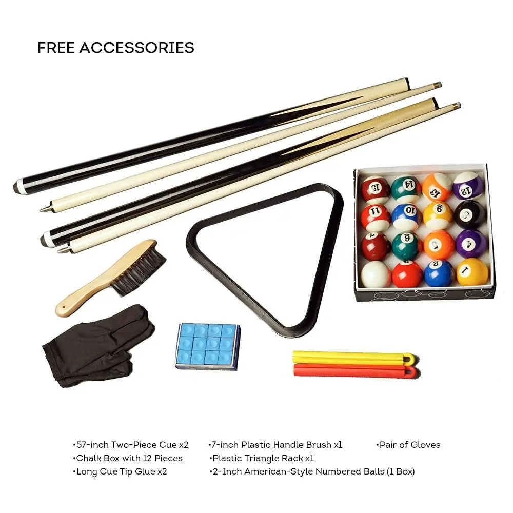 CUETIQ 6FT Foldable Billiard Table with Free Accessories ¡§C Black Pool Table