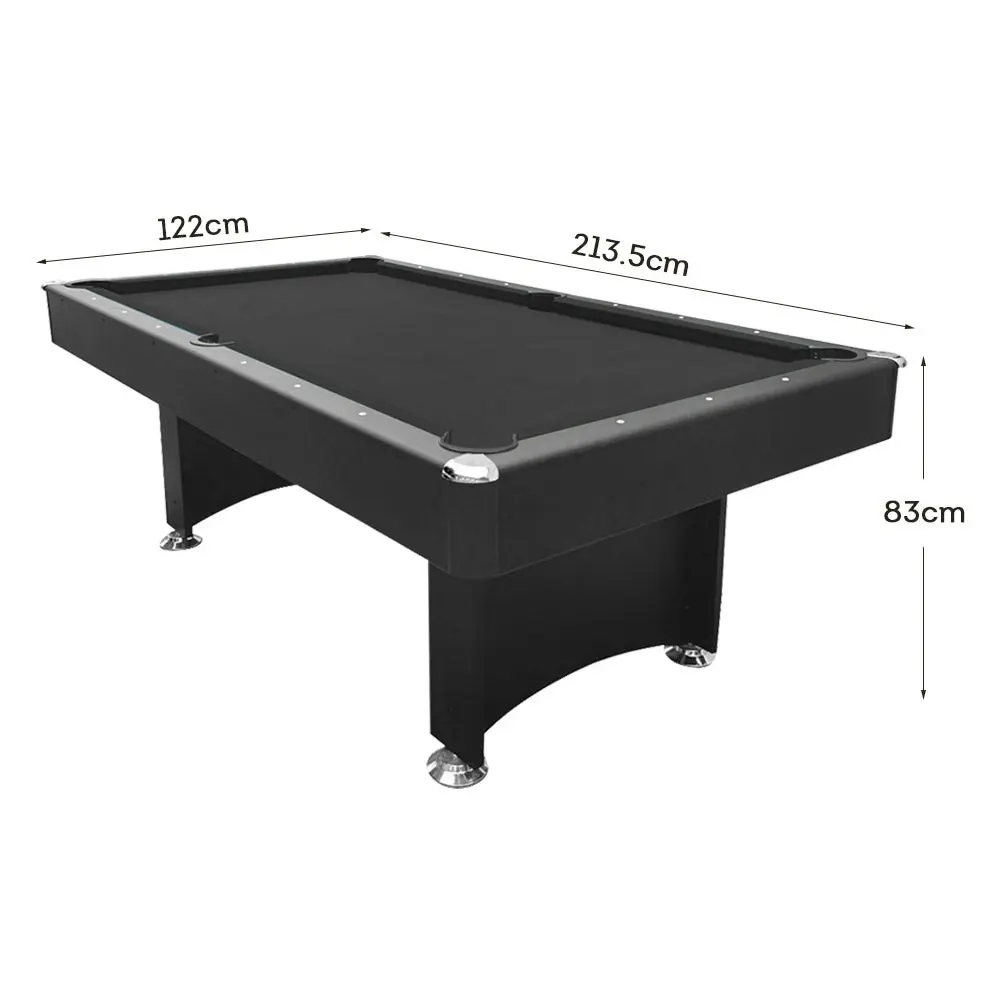 CUETIQ Modern Design 7FT Pool Table Snooker Billiard Table Black Frame With Free Accessories - Black