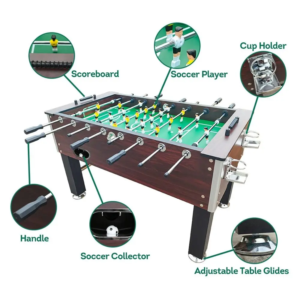 KICKSY 5FT Foosball Soccer Table With Solid Steel Rods Coffee Frame