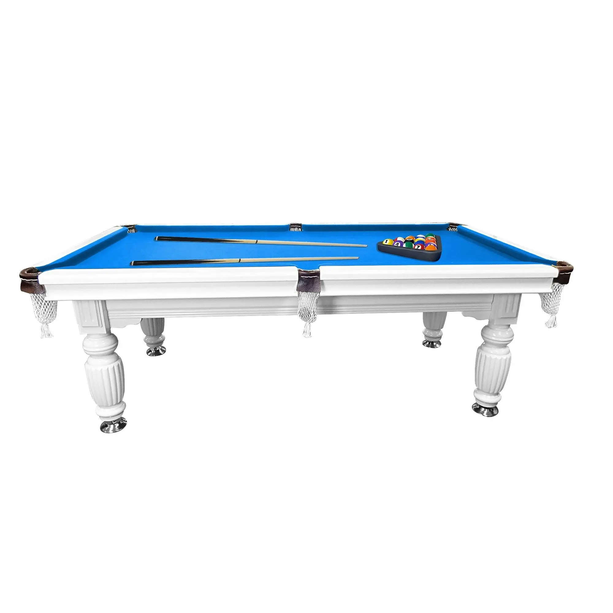 QUESLA 7FT Luxury Slate Pool Table Solid Timber Billiard Table Professional Snooker Game Table With Accessories Pack,White Frame