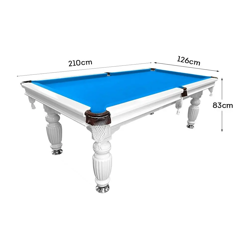 QUESLA 7FT Luxury Slate Pool Table Solid Timber Billiard Table Professional Snooker Game Table With Accessories Pack - Blue Felt