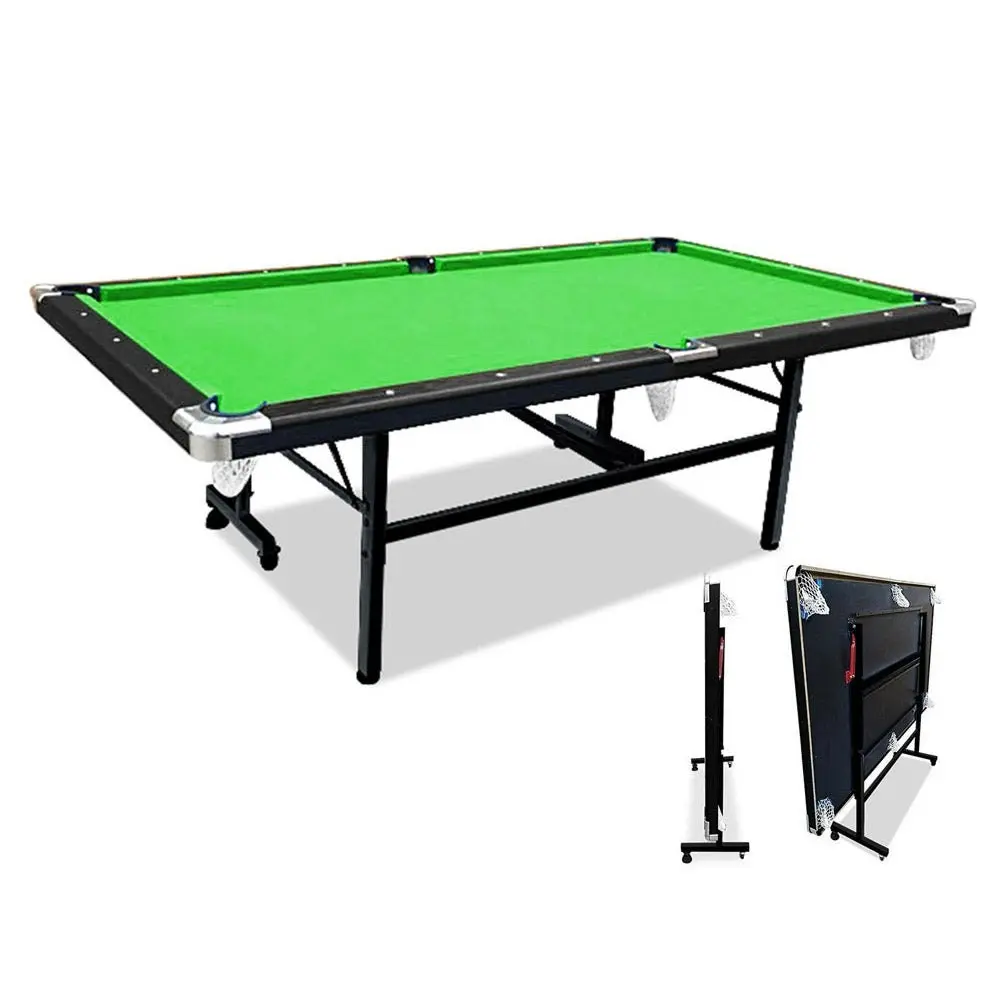 CUETIQ 7FT Foldable Pool Table Billiard Table Free Accessory For Small Room - Green Felt