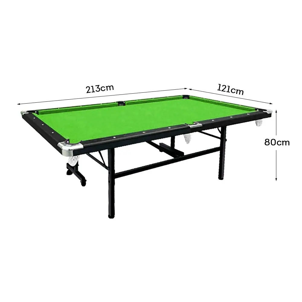 CUETIQ 7FT Foldable Pool Table Billiard Table Free Accessory For Small Room - Green Felt