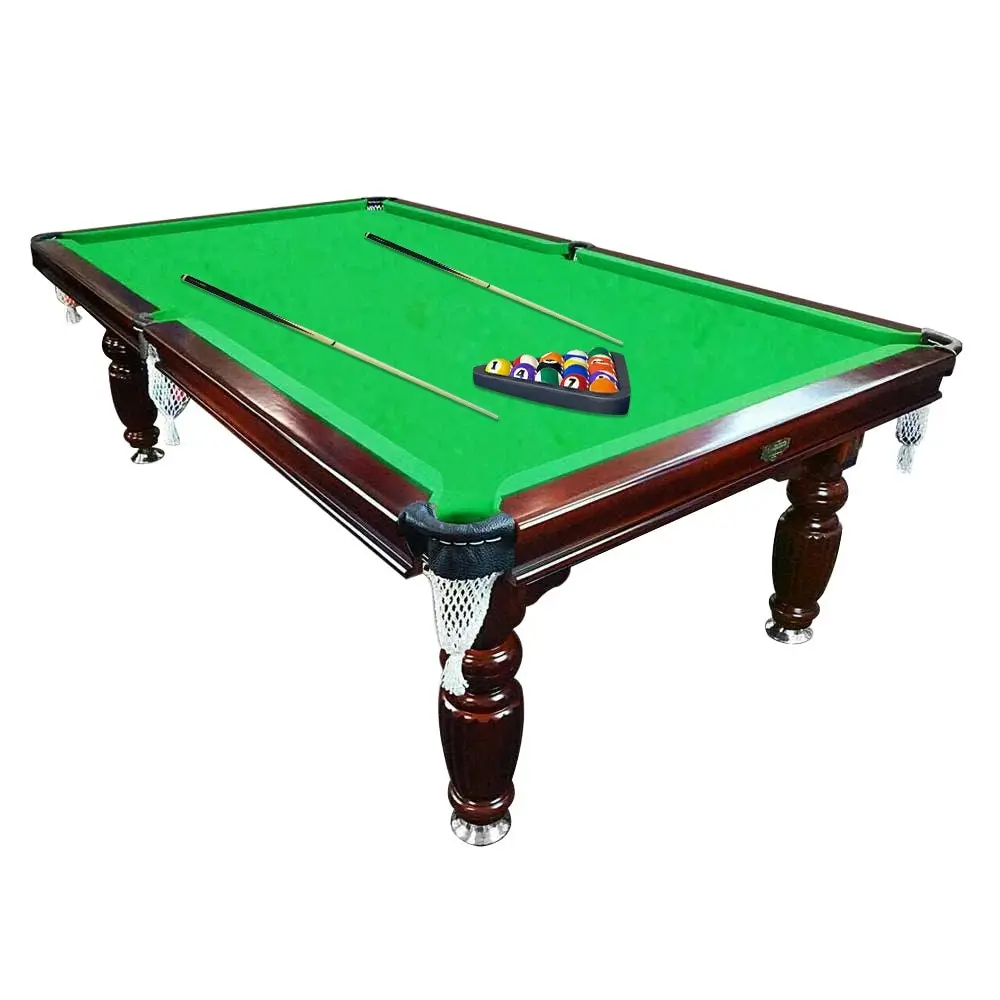 QUESLA 8FT Luxury Slate Walnut Frame Pool Table Solid Timber Billiard Table Professional Snooker Game Table With Accessories - Green Felt