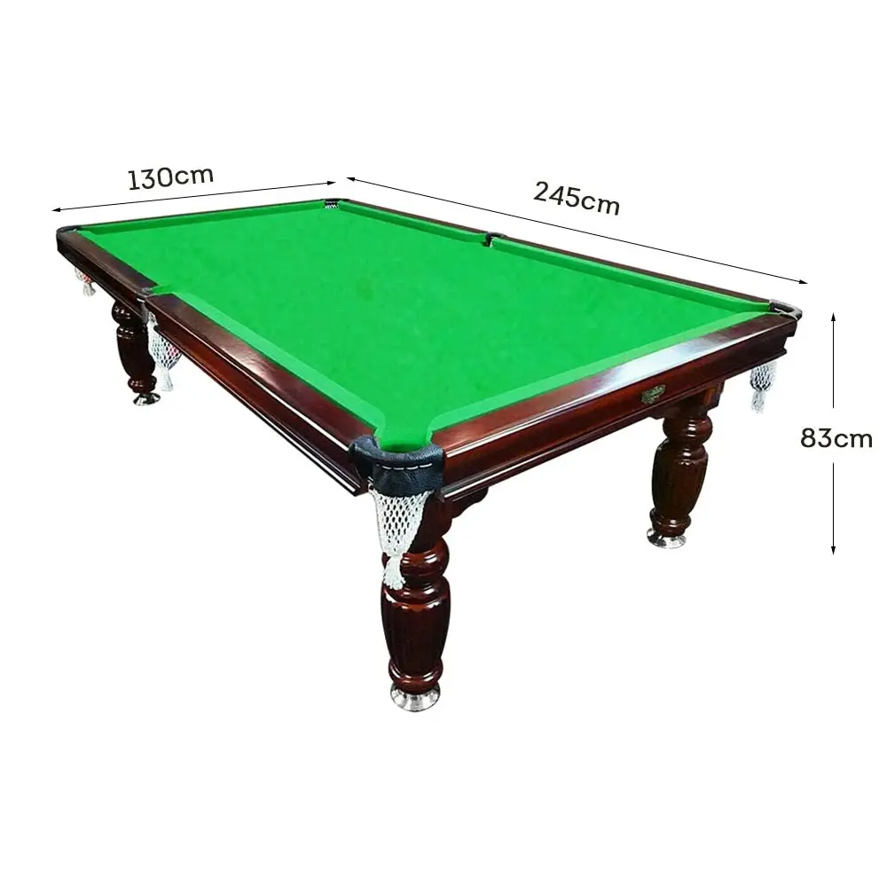 QUESLA 8FT Luxury Slate Walnut Frame Pool Table Solid Timber Billiard Table Professional Snooker Game Table With Accessories - Green Felt