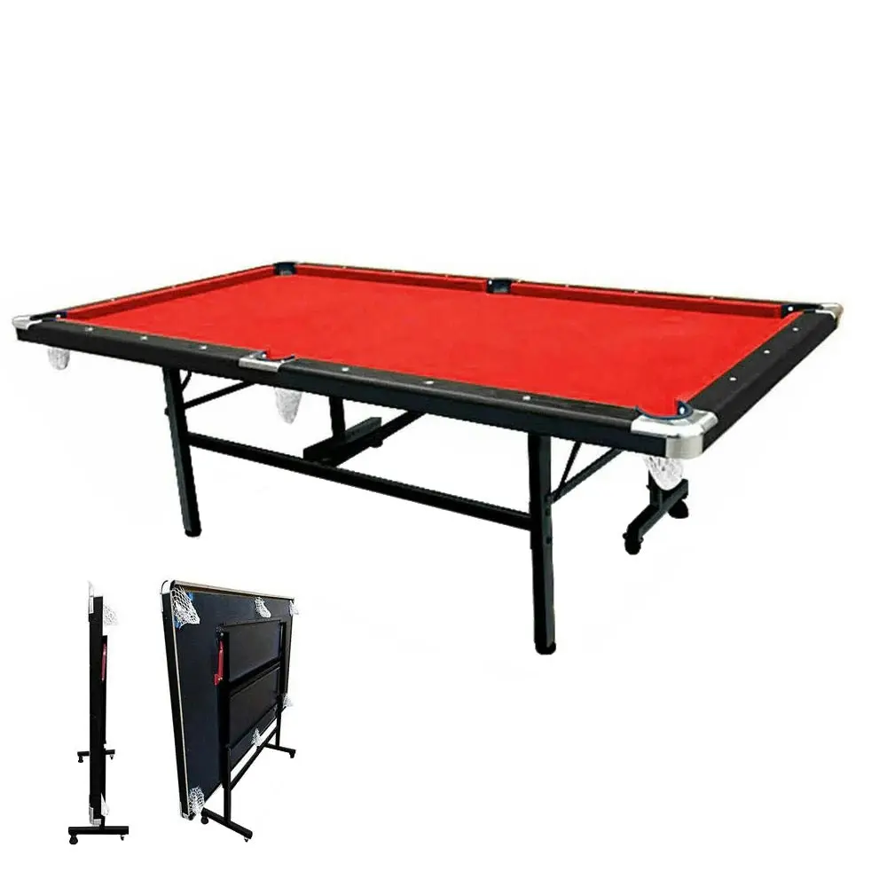 CUETIQ 7FT Foldable Pool Table Billiard Table Free Accessory For Small Room - Red Felt