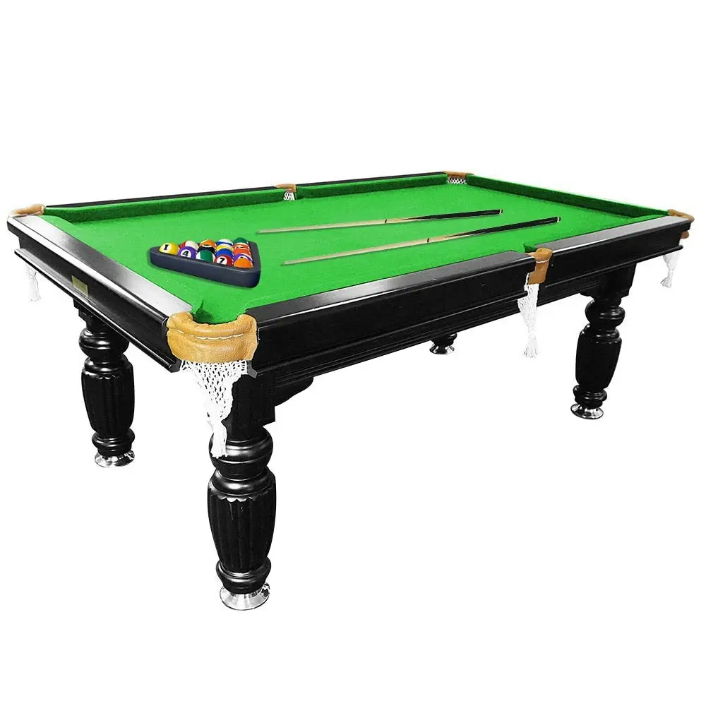 QUESLA 7FT Luxury Slate Pool Table Solid Timber Billiard Table Professional Snooker Game Table With Accessories Pack,Black Frame