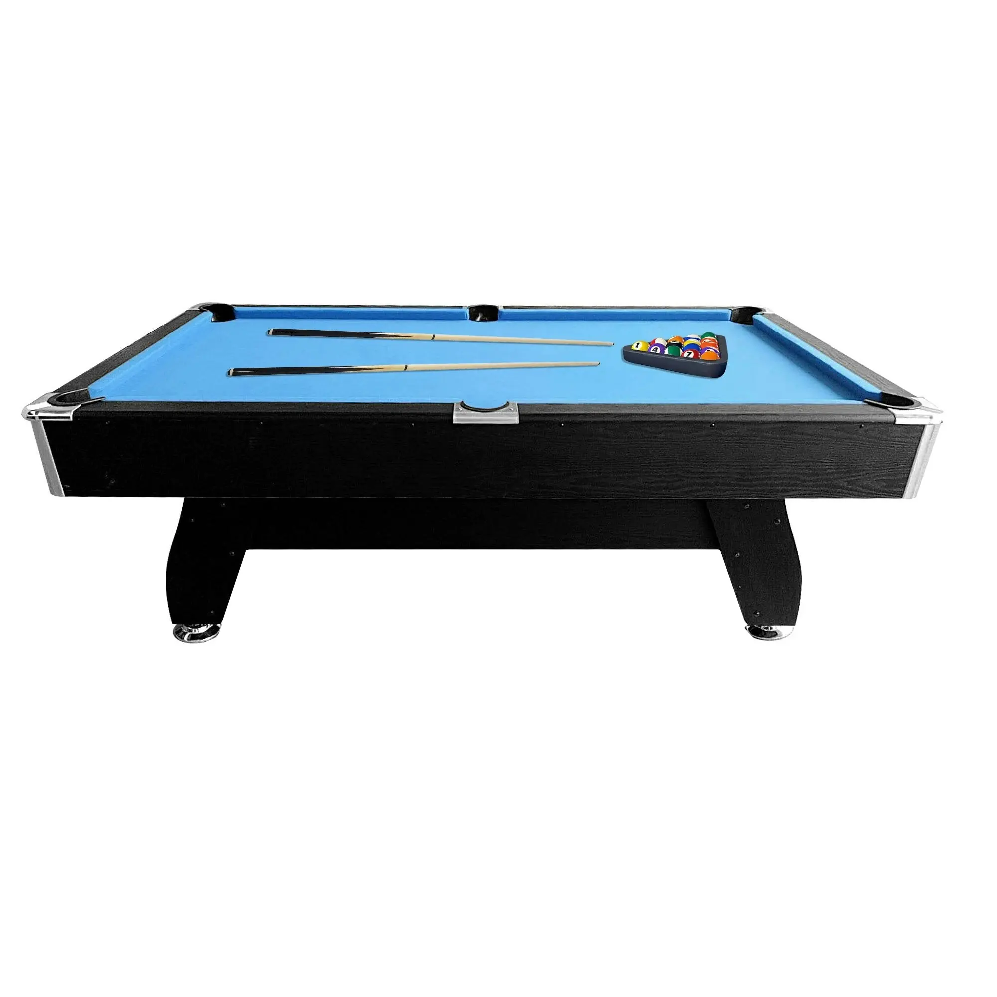 CUETIQ 7FT MDF Pool Snooker Billiard Table With Accessories Pack, Black Frame