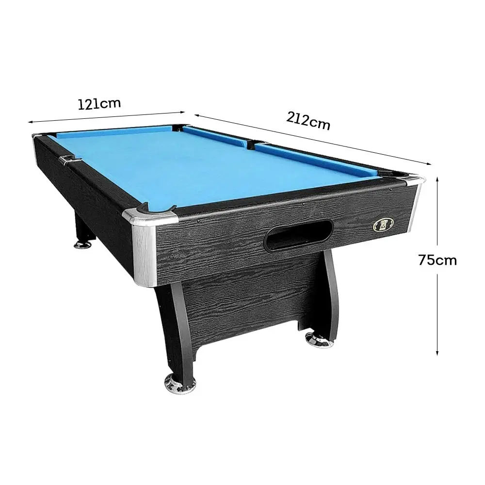 CUETIQ MDF 7FT Pool Snooker Billiard Table With Accessories - Blue Felt