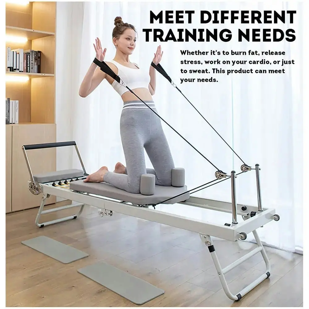 FLEXIO Multi-purpose Foldable Steel Frame Pilates Reformer Pilates Tables - Beige