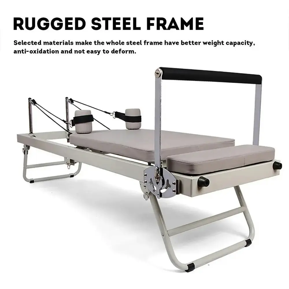 FLEXIO Multi-purpose Foldable Steel Frame Pilates Reformer Pilates Tables-beige