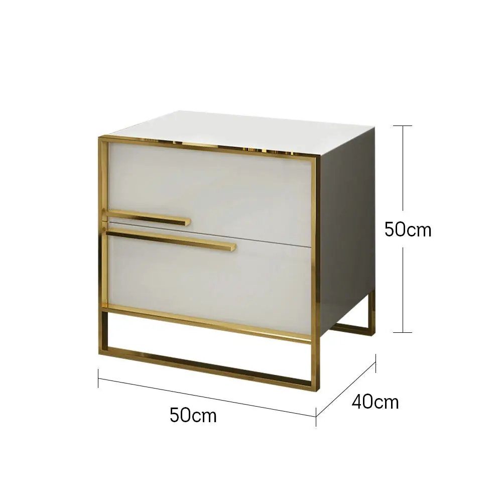 LIVARA Density Board Bedside Table Stainless Steel Table Leg