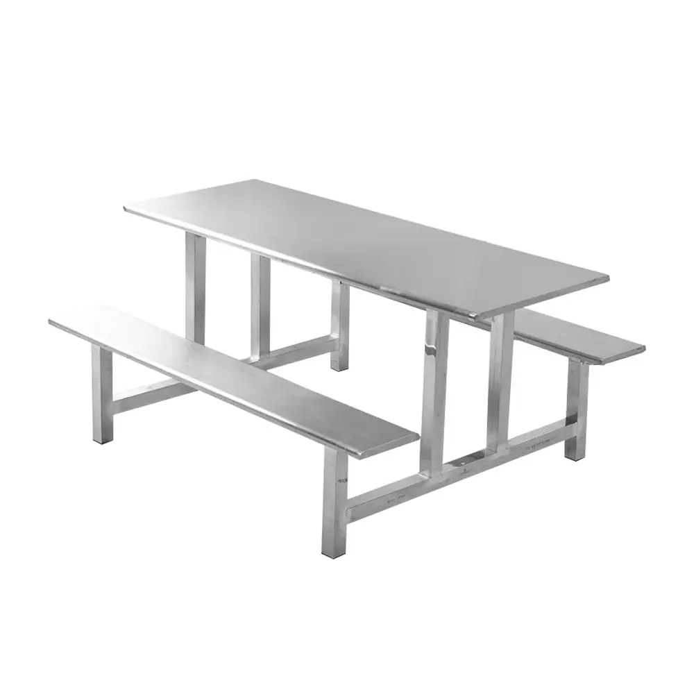 LIVARA Integrated Dinning Table&Chair Set Stainless Steel - Silver