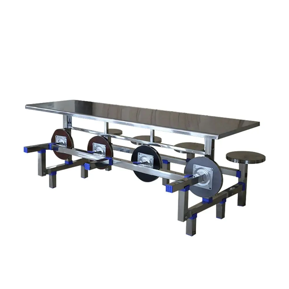 LIVARA Integrated Dinning Table&Chair Set Stainless Steel - Silver