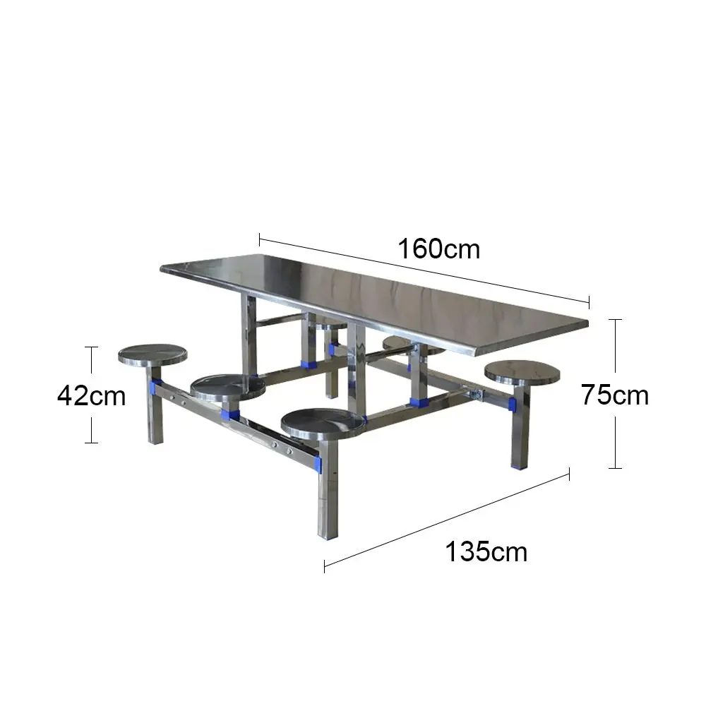 LIVARA Integrated Dinning Table&Chair Set Stainless Steel - Silver