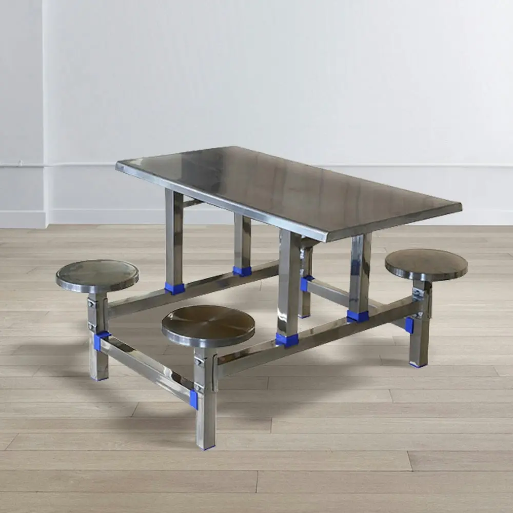 LIVARA Integrated Dinning Table&Chair Set Stainless Steel - Silver