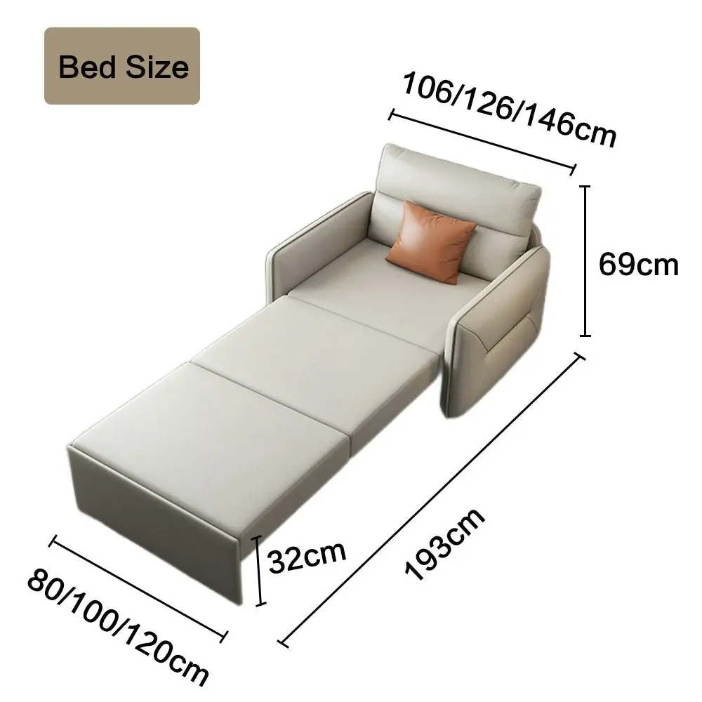 LIVARA 106CM/126CM/146CM Technological Fabric Foldable Sofa Bed