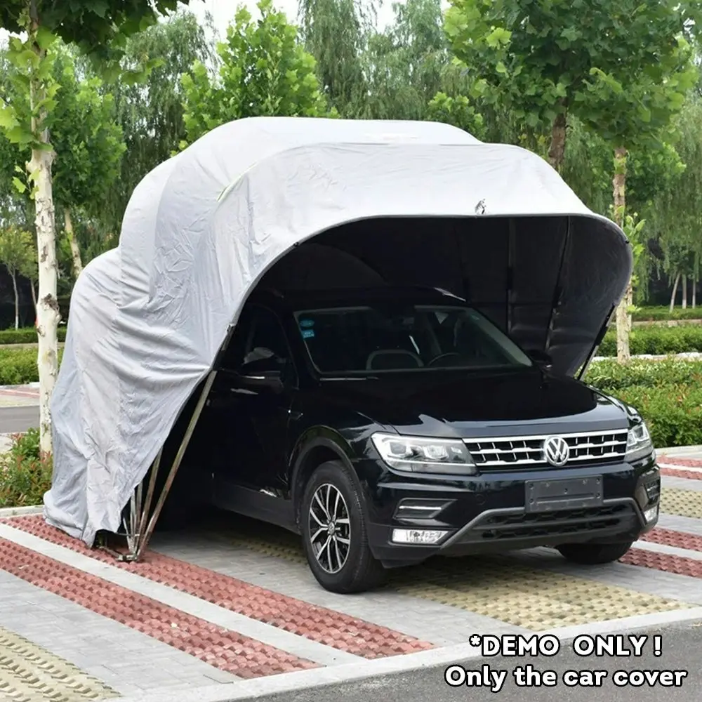 TREKKA 5.6M Stainless Steel Frame Manual Folding Car Cover Garage Tent w/ All Weathers - Silver