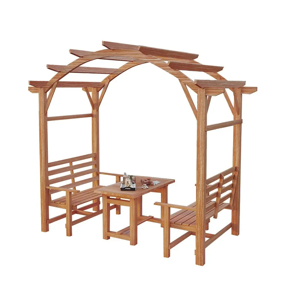 SOLARA Pine Wood Grape Arbor/Grape Arbor With Table and Chairs Set