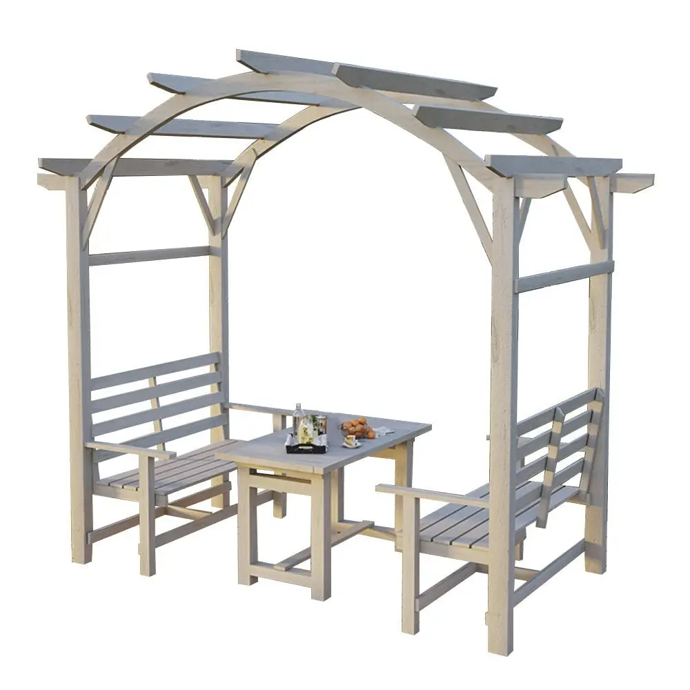 SOLARA Pine Wood Grape Arbor/Grape Arbor With Table and Chairs Set