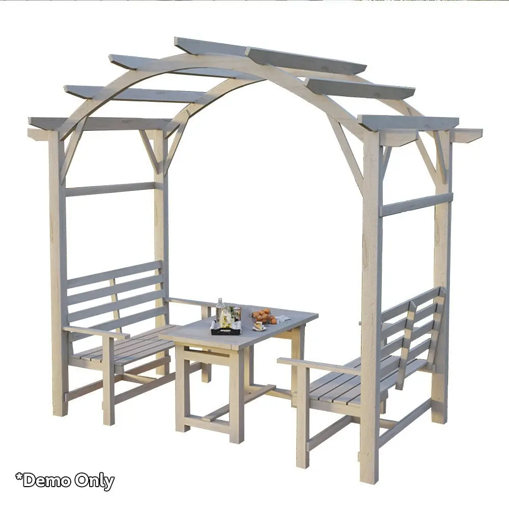 SOLARA Pine Wood Grape Arbor/Grape Arbor With Table and Chairs Set