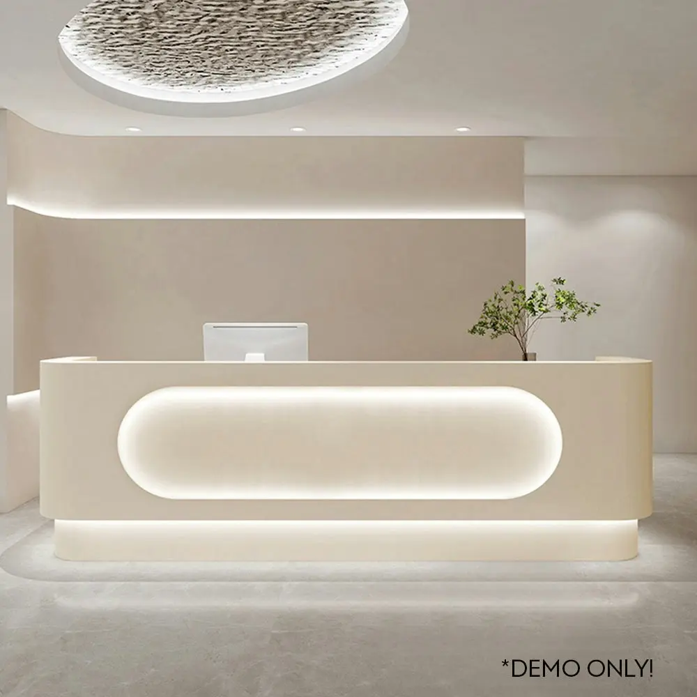 MODERA Simple Style Off-White Reception Desk w/ LED Light