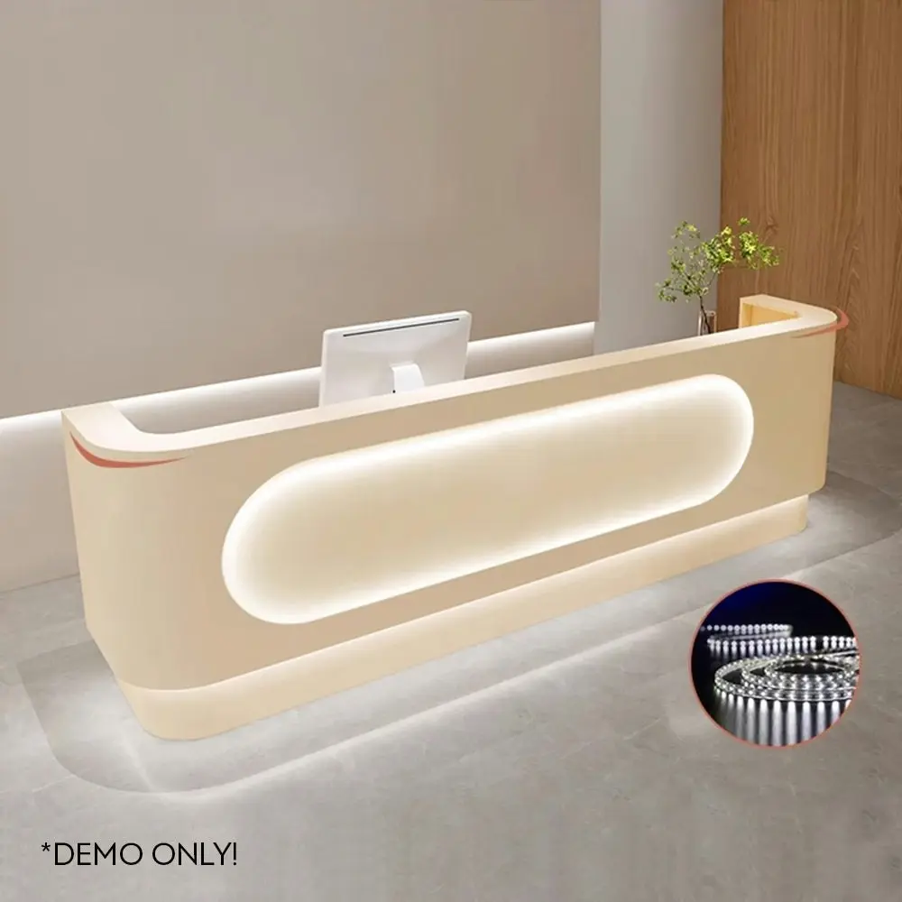 MODERA Simple Style Off-White Reception Desk w/ LED Light