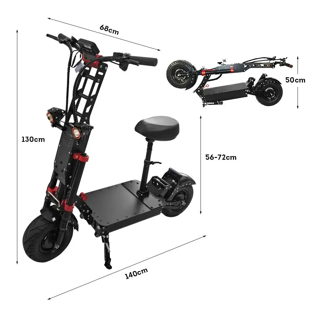 GLIDER 60V 7000W(3500w*2) 40Ah Electric Scooter Foldable Double Motors - Black Red