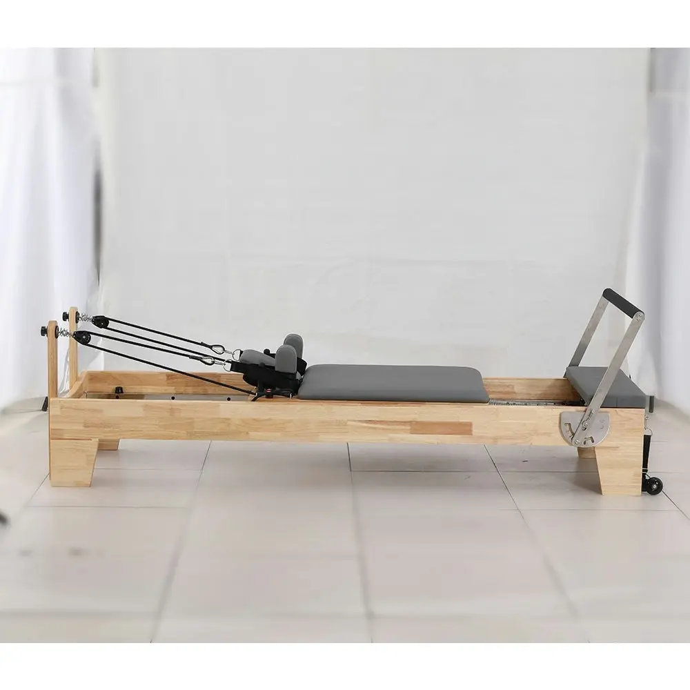 COREVA MN002 Oak Wood Pilates Reformer Home Gym Train Equipment Machine - Grey