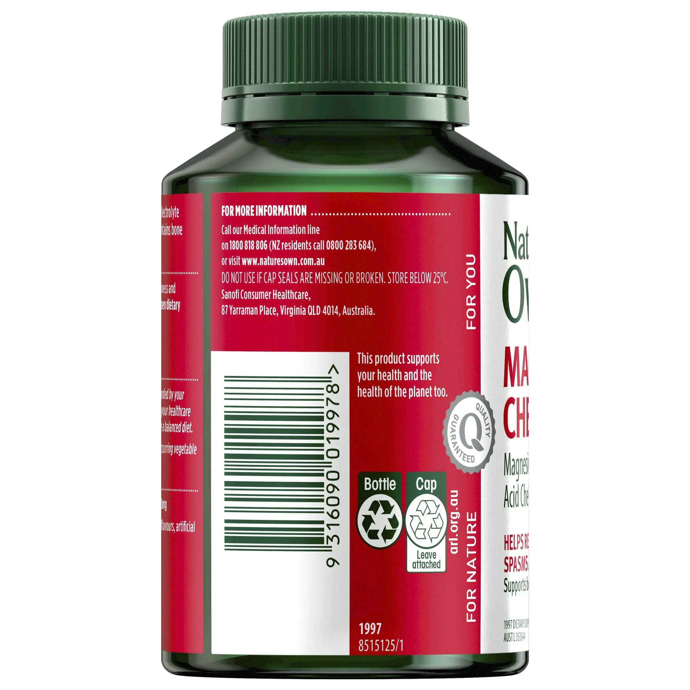 Nature's Own Magnesium Chelate 500mg 180 Capsules