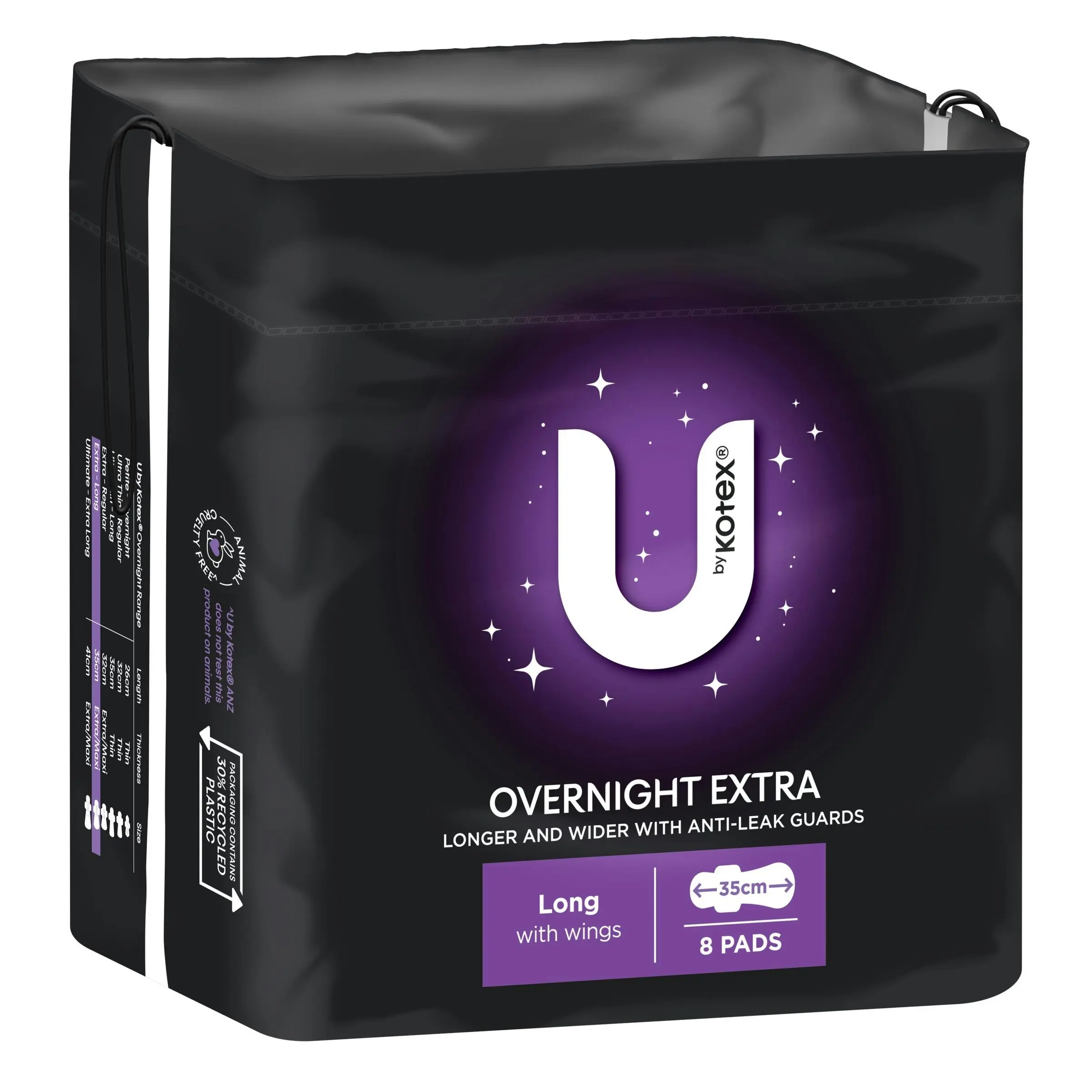 U by Kotex Overnight Extra Pads Long 8 Pack