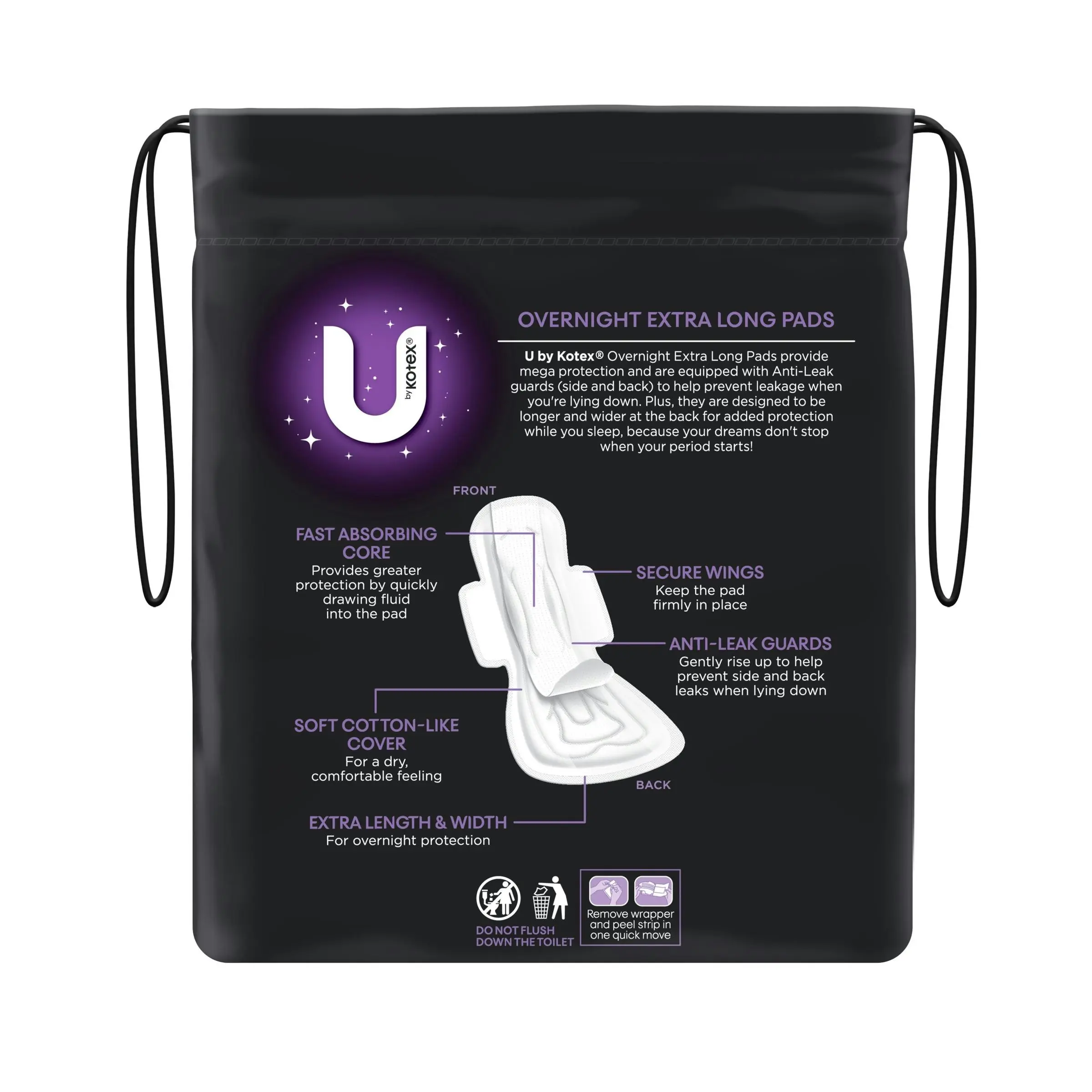 U by Kotex Overnight Extra Pads Long 8 Pack