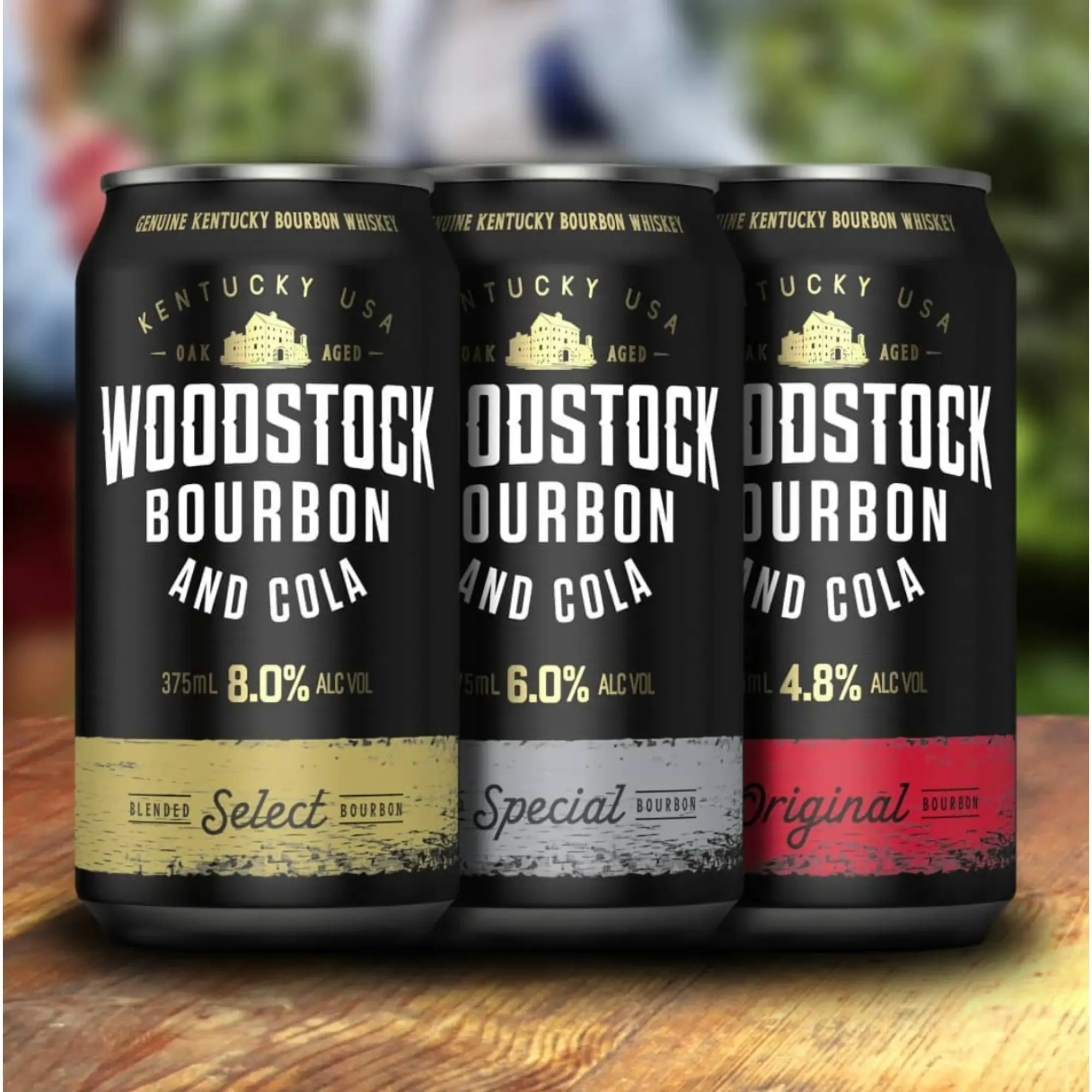 Woodstock Bourbon and Cola 4.8% 375mL Cans 24 Pack