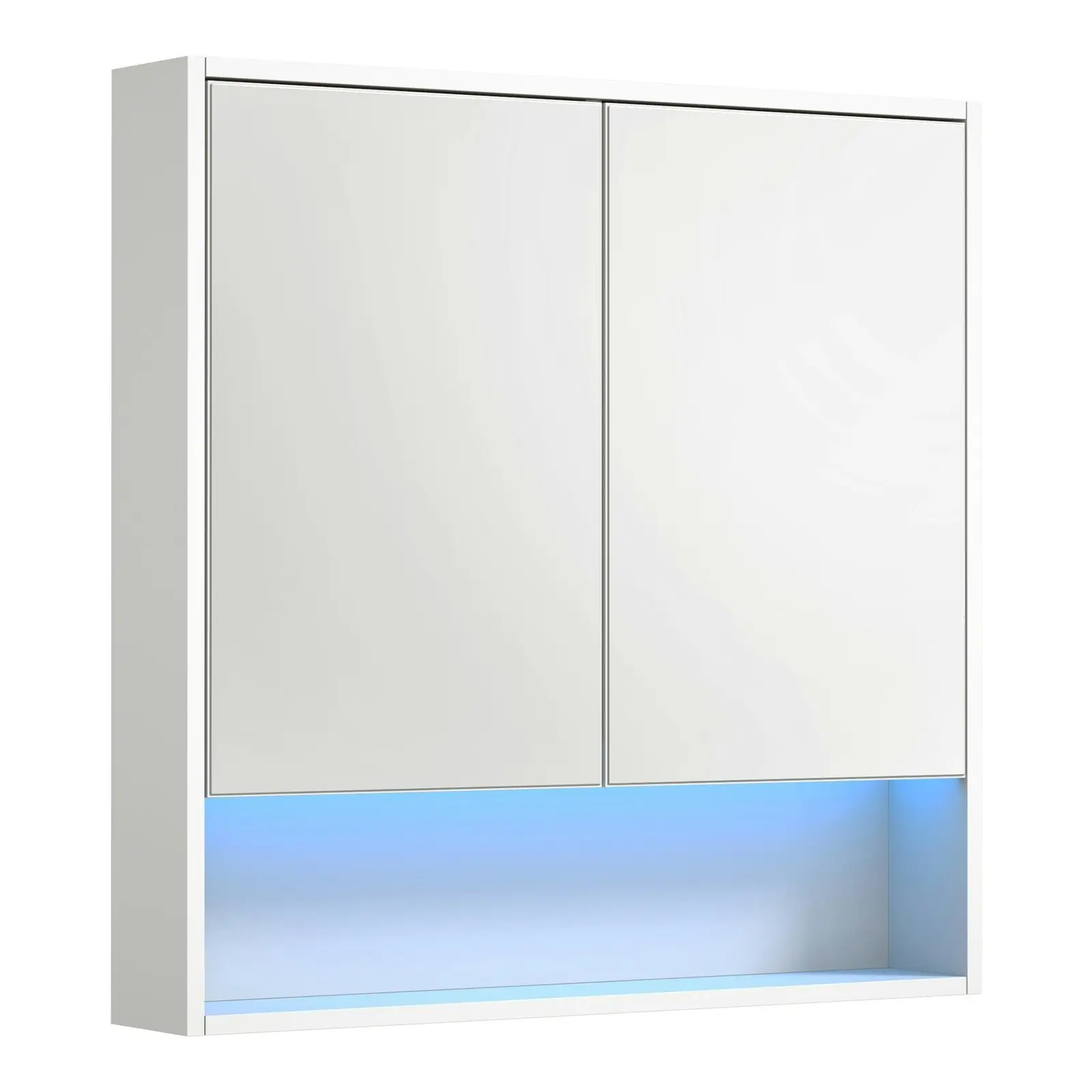 Welba Bathroom Mirror Cabinet LED Light Medicine Shaving Wall Storage 750x750mm